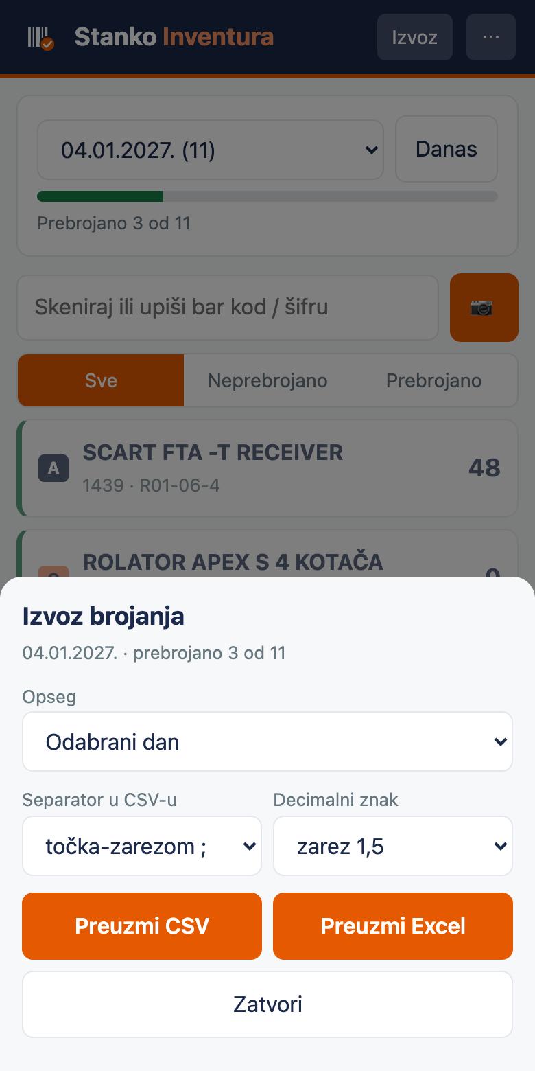 Izvoz brojanja